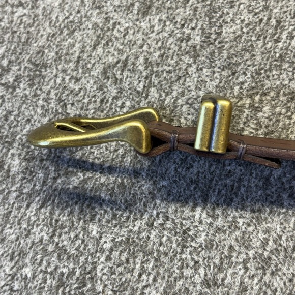 Frye Women's 1"W Leather Belt Large 44" Brown Cognac Brass Buckle - Picture 10 of 15